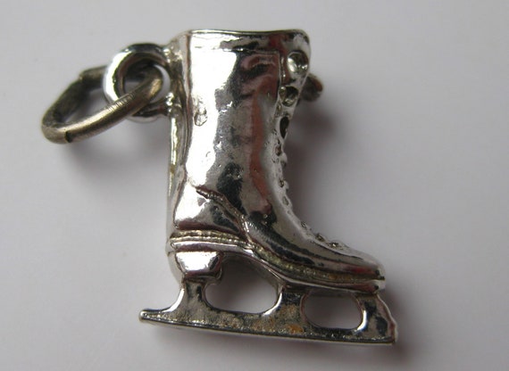 Vintage Charm Sterling Silver 3D Ice Skate Skatin… - image 6