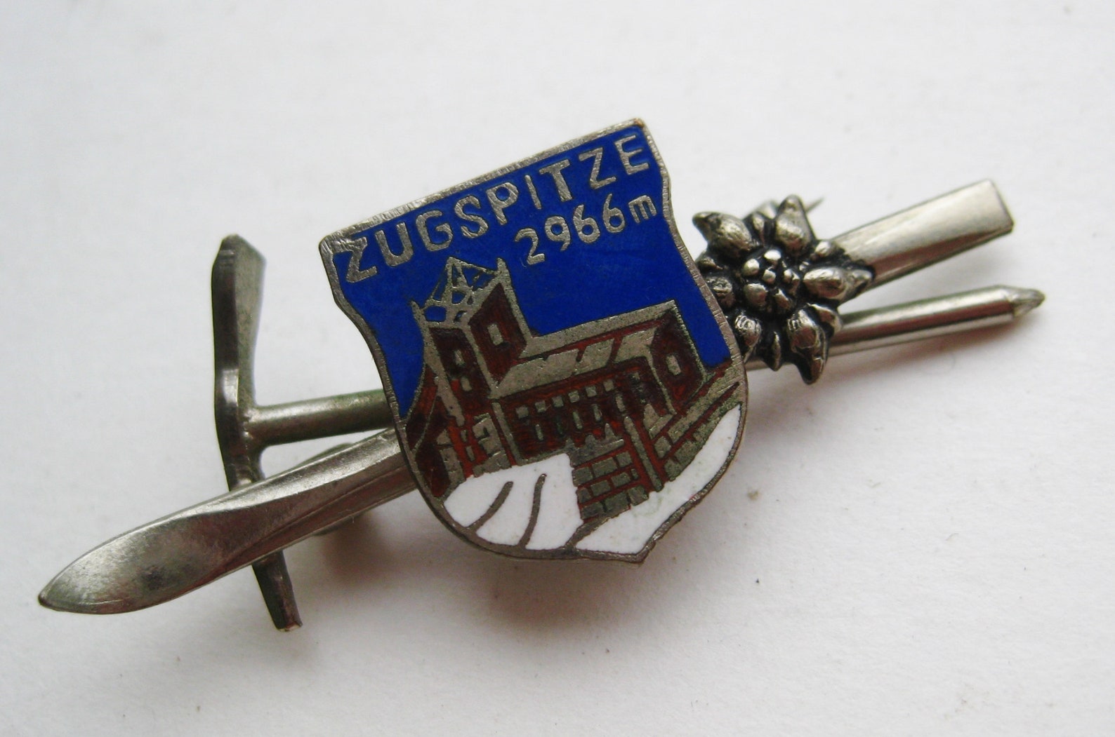 Vintage Brooch Zugspitze Germany Enamel Travel Shield Souvenir Trachten Hat Pin