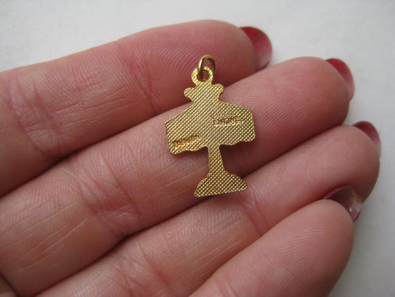 Vintage 80s Table Lamp Novelty Gold Metal Enamel Bracelet Charm Aviva View 5