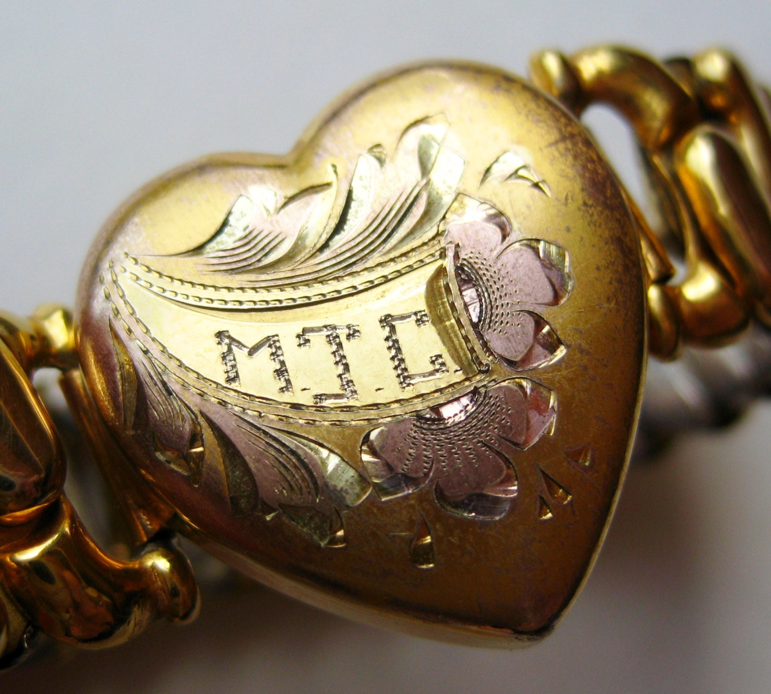 Early Victorian Link Bracelet with Heart Locket Closing at 1stDibs