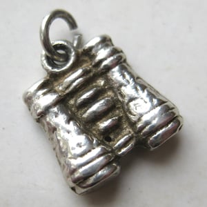 Vintage Charm Sterling Silver Binoculars 3D Bracelet Charm