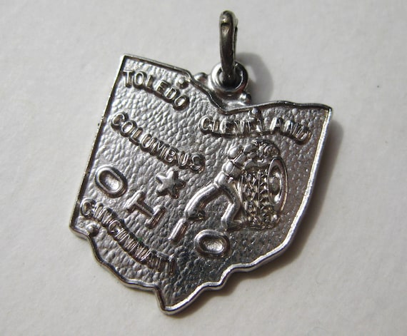 Vintage 50s Charm Ohio State Sterling Silver Souve