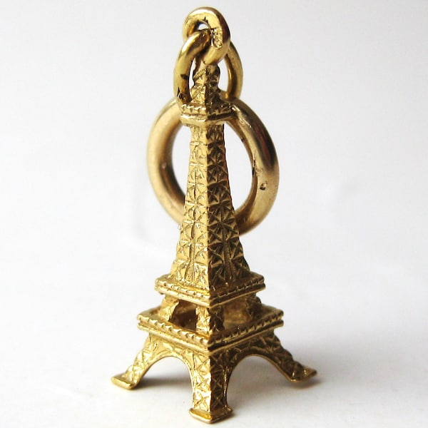 Vintage Christofle 18k Gold French Eiffel Tower Paris France Bracelet Charm