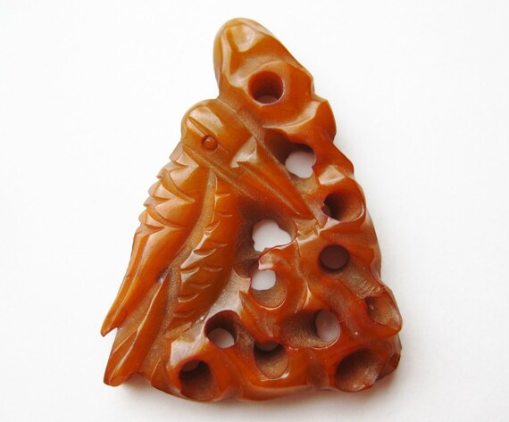 Vintage 40s Marbled Swirl Austrian Bakelite Carved