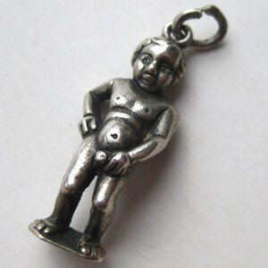 Vintage 50s Charm Brussels Belgium Bruxelles 800 Silver Mannequin Pis Bracelet Charm