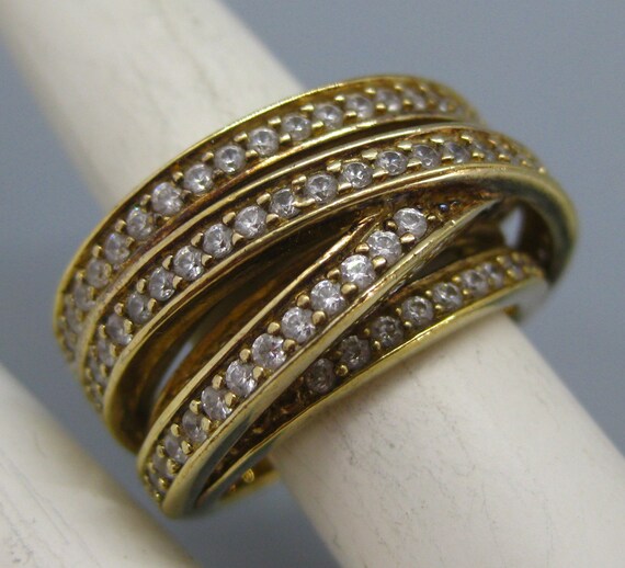 Vintage Ring Gold Vermeil Sterling Silver CZ Jewe… - image 9