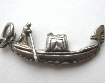 Vintage 40s Venice Italy 800 Italian Silver Venetian Gondolier Gondola Souvenir Bracelet Charm Milano