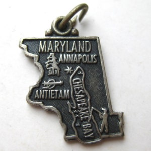 Maryland Charme Andenken Sterling Silber State Map Vintage Armband Charme