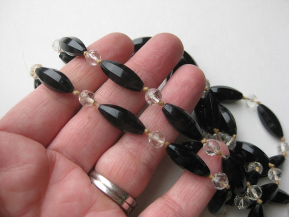 Vintage 20s 30s Black & Clear Czech Glass Bead 40… - image 5