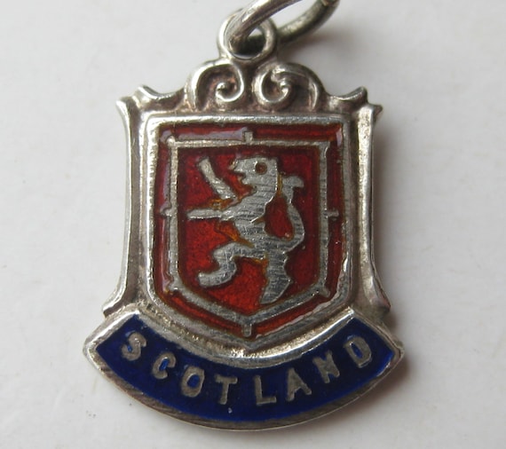 Scotland Charm Sterling Silver Travel Shield Enam… - image 1