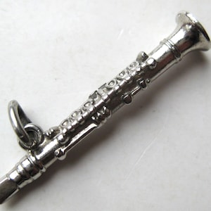 Vintage Charm Sterling Silver Flute Clarinet Music Instrument Band Bracelet Charm
