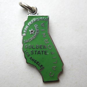 Vintage Charme Sterling Silber Grüne Emaille Kalifornien Souvenir Armband Charme Golden State