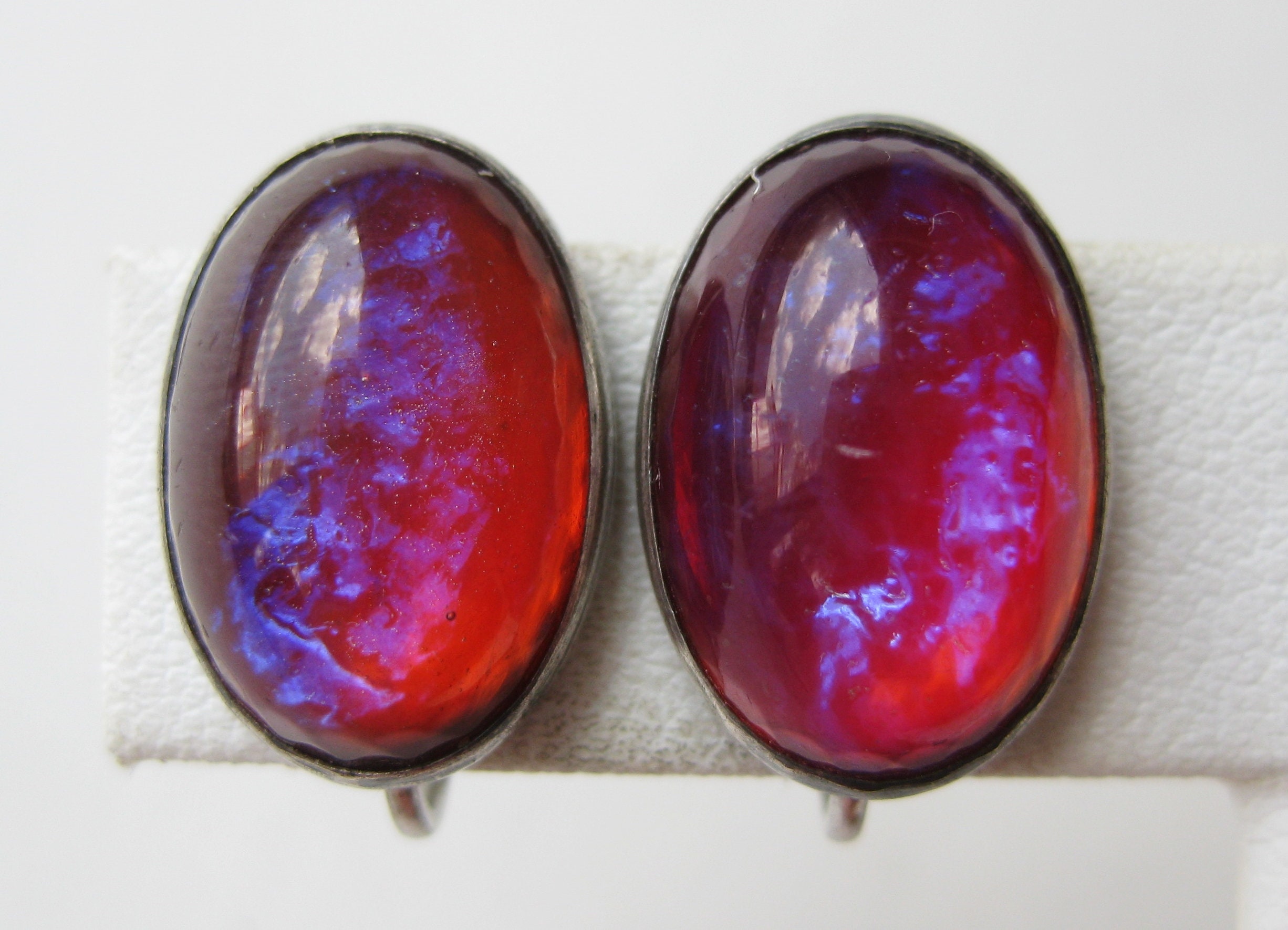 Vintage s Art Deco Sterling Silver Dragon S Breath Jelly Opal Screwback Earrings Vintage s Art Deco Sterling Silver Dragon S Breath Jelly Opal Screwback Earrings