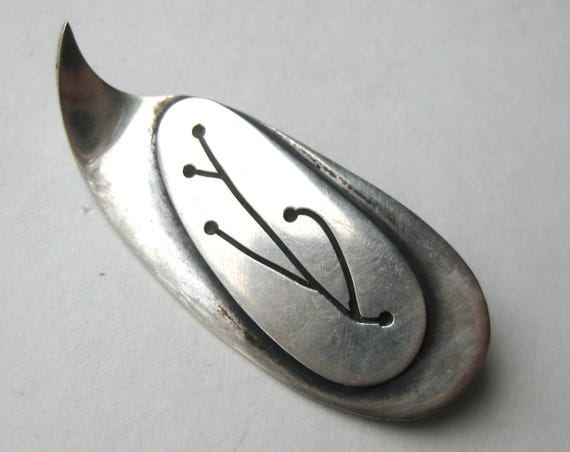 Vintage Phyllis Sklar Sterling Silver Mid Century Modernist Brooch Pin