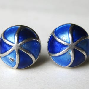 Vintage 60s David Andersen Norway Sterling Silver Blue Enamel