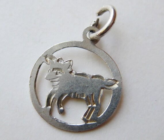 0.925 Sterling Silver Zodiac Taurus Bull April & May Charm Pendant Necklace 0.925 Sterling Silver Zodiac Taurus Bull April & May Charm Pendant Necklace