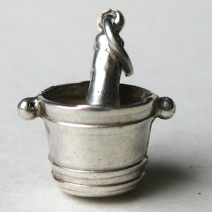Vintage Charm Sterling Silver 3D Champagne Bottle Ice Bucket Bracelet Charm