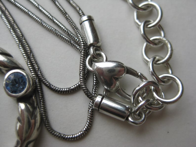 Vintage Brighton Retired Silver Gateway Blue Swarovski Crystal Jeweled Pendant Necklace image 6