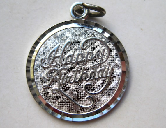 Vintage Charm Sterling Silver Happy Birthday Brac… - image 1