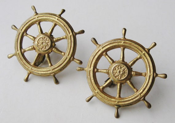 Vintage 40s Gold  Miriam Haskell Nautical Ship's … - image 1