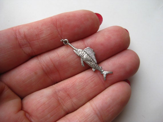 Sailfish Charm Sterling Silver Vintage Marlin Fis… - image 4