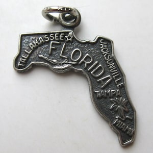 Vintage Charme Sterlingsilber Florida State Map Armband Charme
