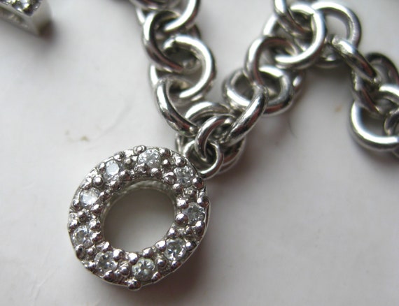 Sterling Silver CZ LOVE Jeweled Vintage 7" Chain … - image 3
