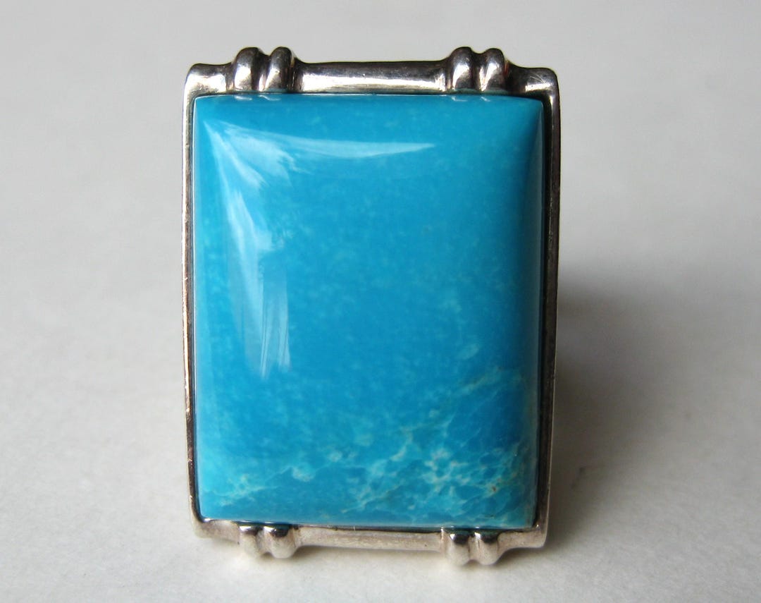 Vintage Jay King Mine Finds Ring Sterling Silver Blue Turquoise Desert ...