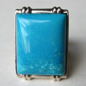 Vintage Jay King Mine Finds Ring Sterling Silver Blue Turquoise Desert Rose Trading Ring size 9