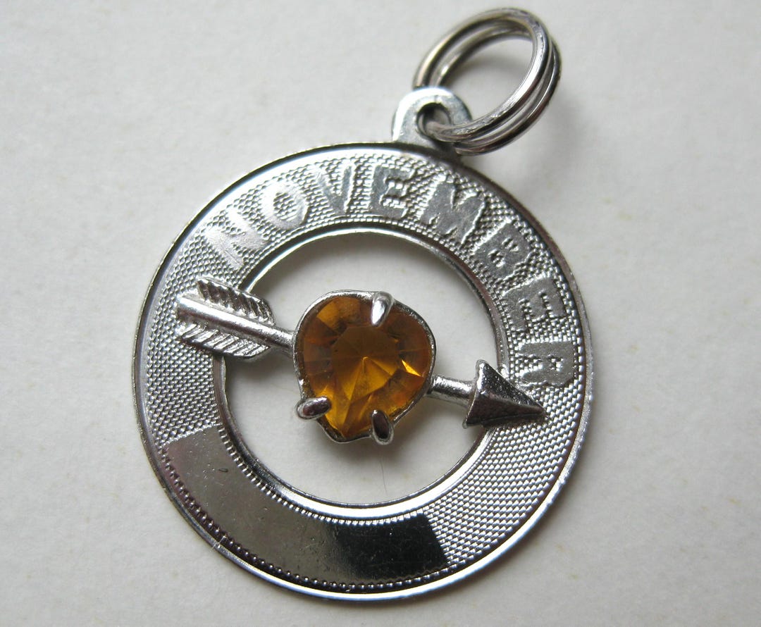 Vintage Charm Sterling Silver November Birthday Jeweled Rhinestone ...