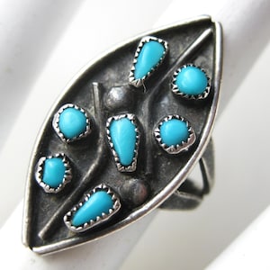 Vintage Ring Sterling Silver Turquoise Navajo American Indian Ring size 5