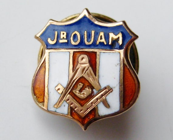 Antique 10k Gold Enamel Jr OUAM Fraternal Order U… - image 1