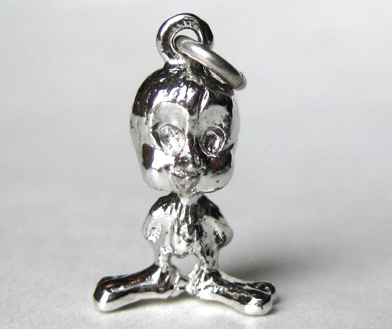Vintage Warner Bros Tweety Bird Sterling Silver Merrie Melodies Cartoon Bracelet Charm