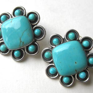 Vintage Jay King Mine Finds Ring Sterling Silver Blue Turquoise Desert Rose Trading Pierced Earrings