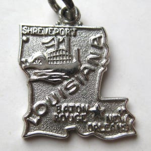 Vintage Charme Louisiana Pelican State Sterling Silber Karte Souvenir Armband Charme