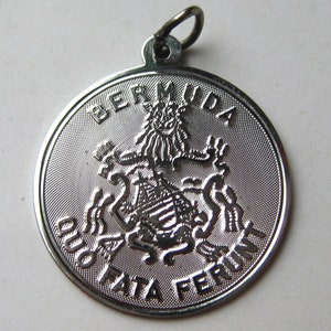 Vintage Charm Sterling Silver Bermuda Islands Coat of Arms Souvenir Bracelet Charm