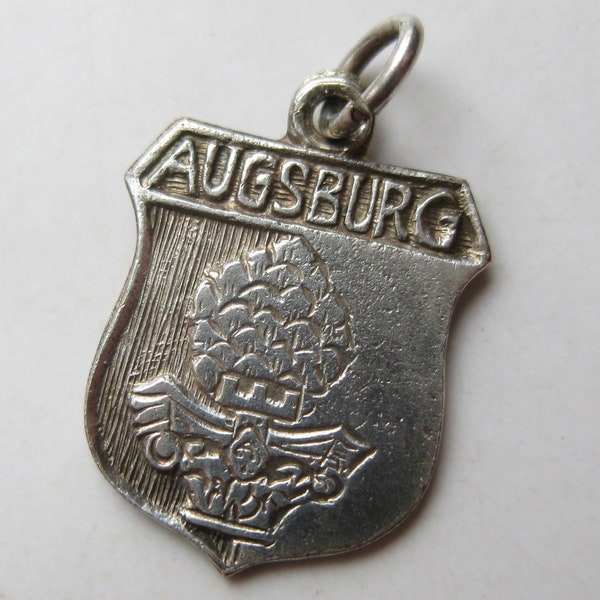 Vintage Charm Augsburg Germany Silver Travel Shield Souvenir Bracelet Charm