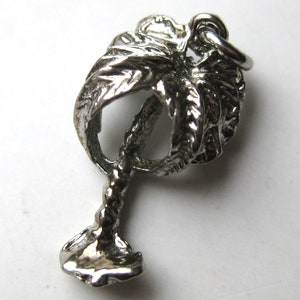 Vintage Charm Sterling Silver 3D Tropical Palm Tree Souvenir Bracelet Charm