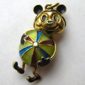 Vintage Sterling Silver Enamel Mickey Mouse Necklace Pendant Charm image 1