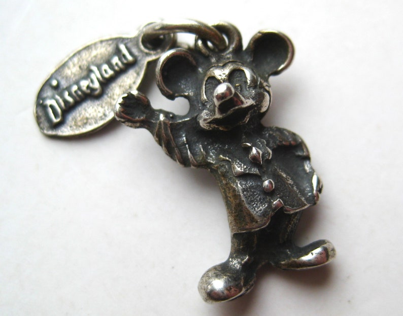 Vintage Mickey Mouse Walt Disney Productions WDP Disneyland Sterling Silver Bracelet Charm image 1