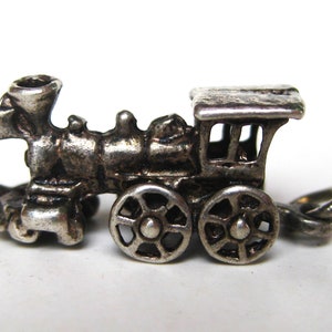 Vintage Charm Sterling Silver Locomotive Train Engine Bracelet Charm