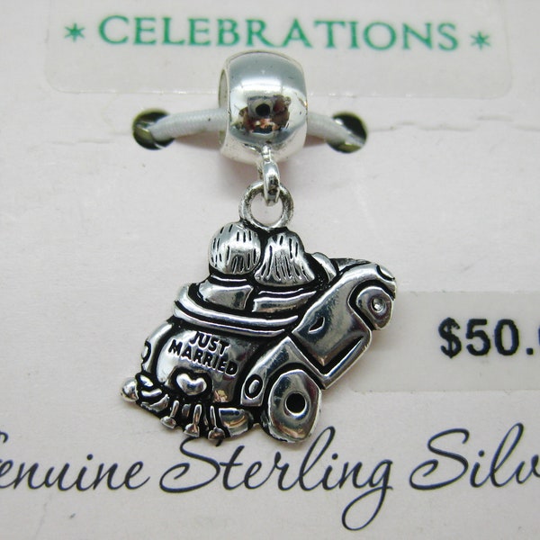 Vintage Authentic Individuality Beads IBB Sterling Silver Just Married Wedding Bracelet Charm