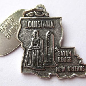 Louisiana Charme Zustand Sterling Silber Karte Baton Rouge Vintage Souvenir Armband Charme