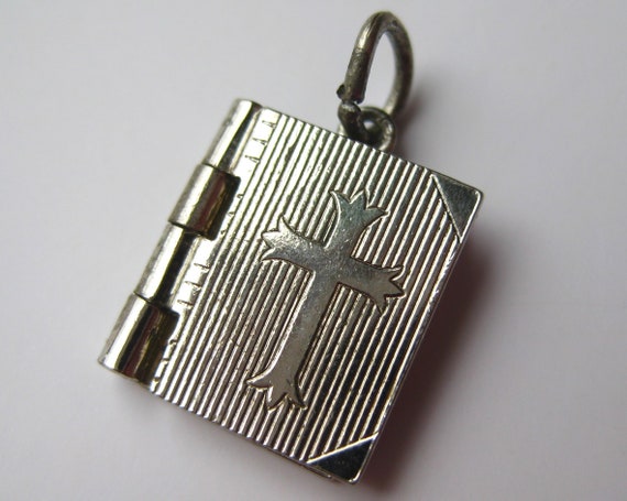 Vintage Charm Sterling Silver Holy Bible Mechanic… - image 6