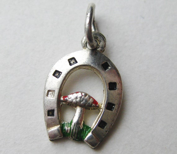 Horseshoe Good Luck Charm Antiqued Sterling Silver Horseshoe Good Luck Charm Antiqued Sterling Silver