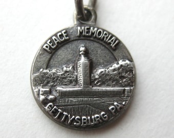 Vintage Mini Charm Sterling Silver Peace Memorial Gettysburg Pennsylvania Eternal Light Flame Bracelet Charm