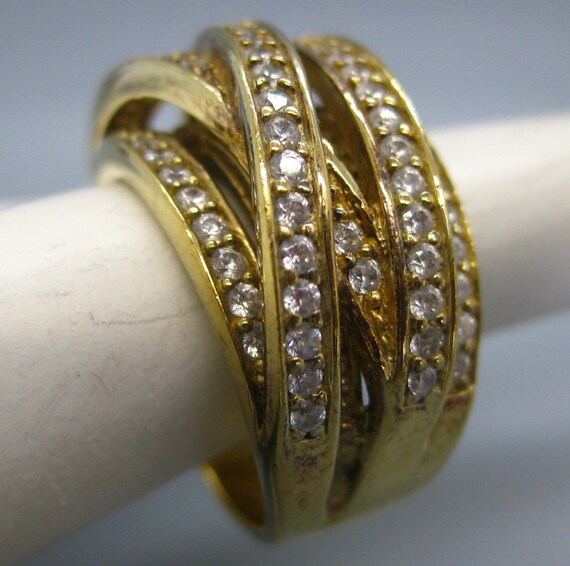 Vintage Ring Gold Vermeil Sterling Silver CZ Jewe… - image 10