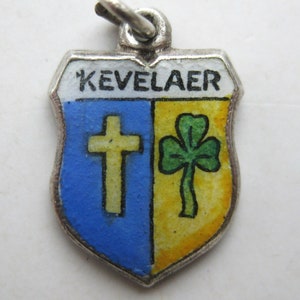 Vintage Charm Kevelaer Germany Crest 835 Silver Enamel Travel Shield Souvenir Bracelet Charm