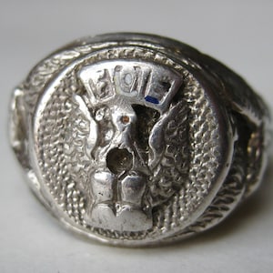 Fraternal Order of Eagles FOE Sterling Silver Ring 1940's