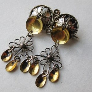Vintage Norwegian 830S Sterling Silver Solje Drop Dangle Norway Brooch Pin
